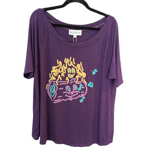 Wildfox Oversized Firesign Graphic Juliette Tee- Blackberry Cordial